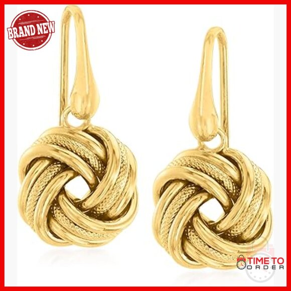 18kt Gold Over Sterling Love Knot Drop Earrings 1.13